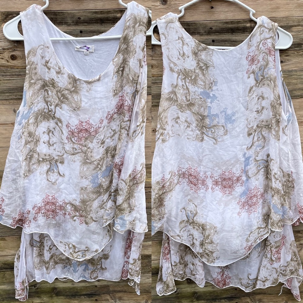 BELLE FRANCE | Chiffon Silk Floral Layer Tunic